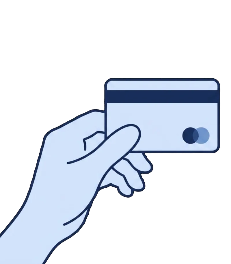 Illustration of a hand holding a bank card