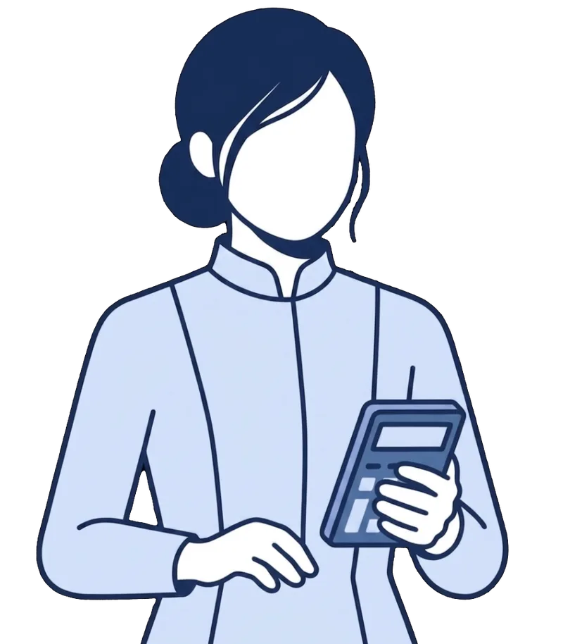 Illustration of an administrative partner holding a calculator